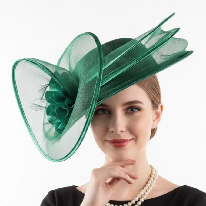 Exaggerated Mesh Headwear Concave Shape Church Hats