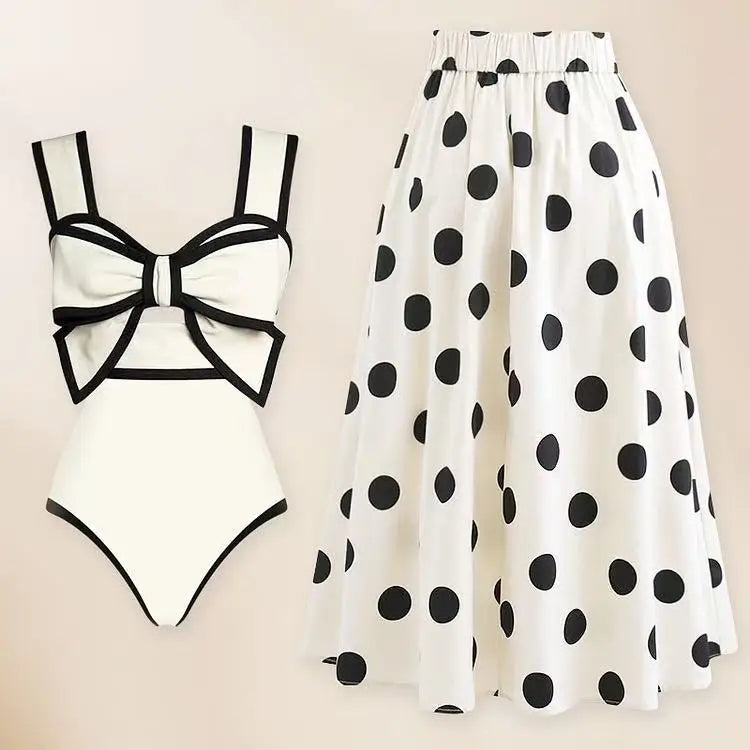 Southeast Asia One-Piece Retro Polka Dot Swimwear cover