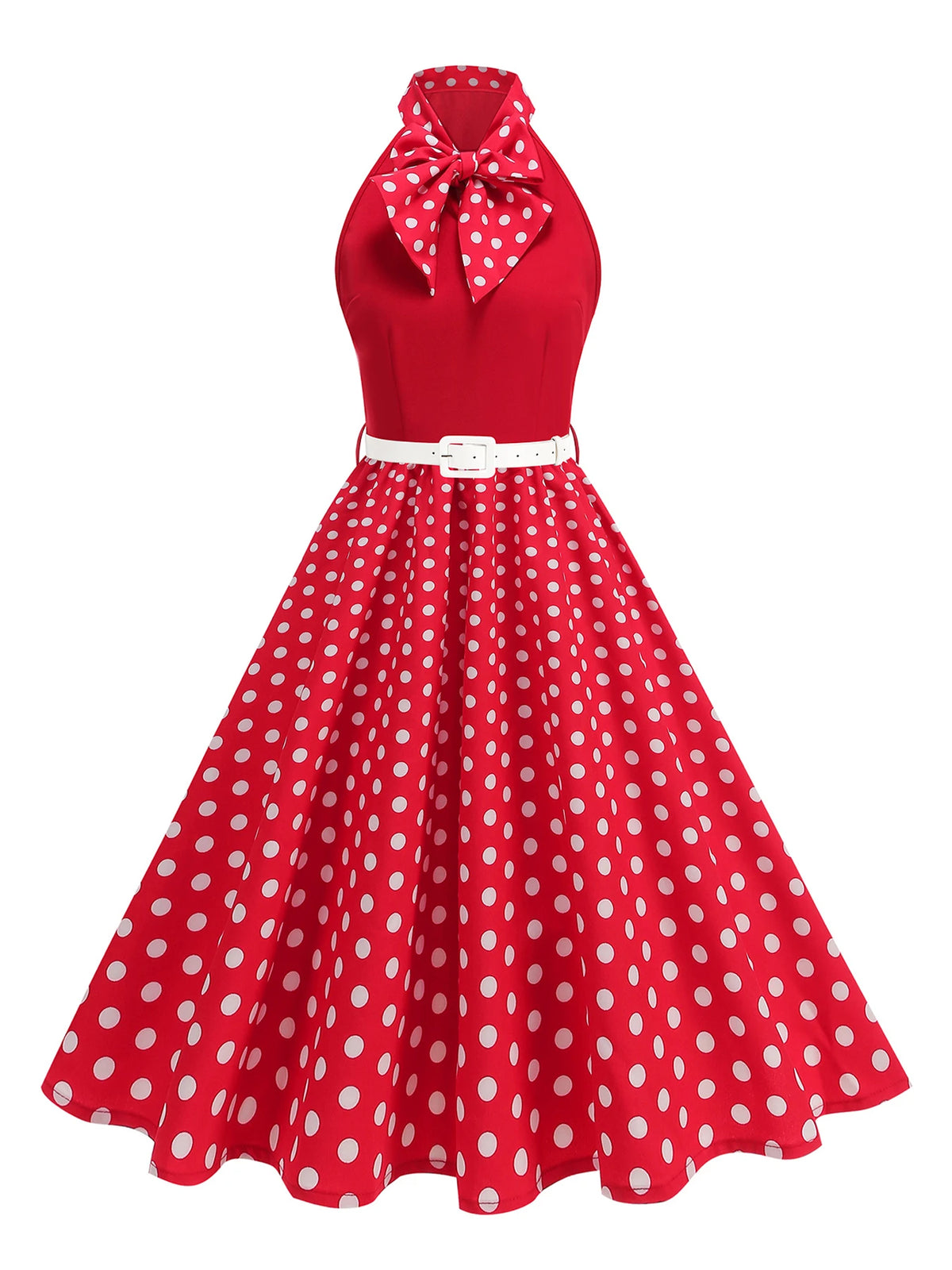 Tonval Bow Neck Halter Neck Polka Dot 50s Retro Party Clothes