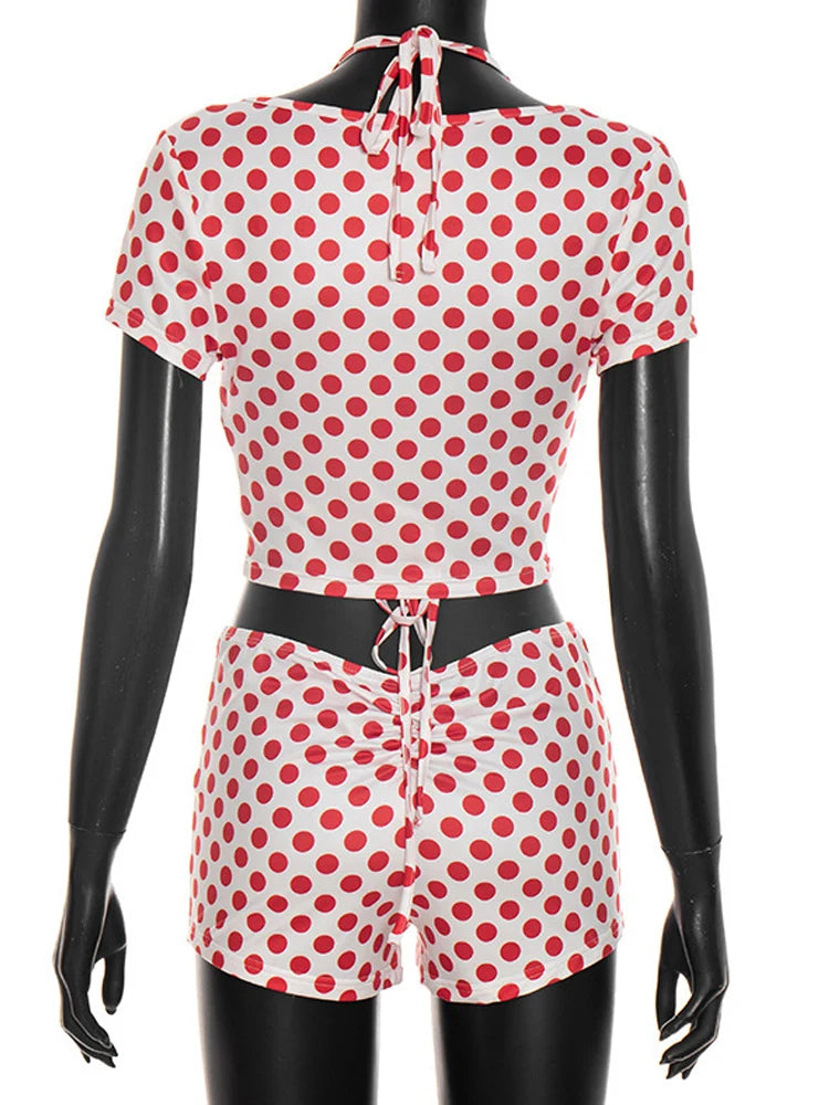 Women Polka Dot 3 Piece Set Summer Beach Outfits