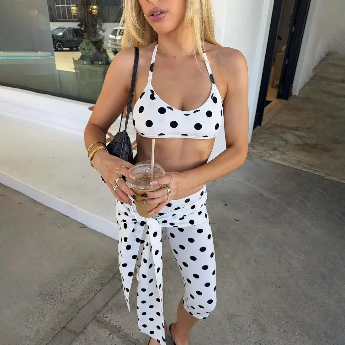 Tuularose Summer Women's Shorts Suit Sexy Polka Dot Tank Top Bodycon Shorts