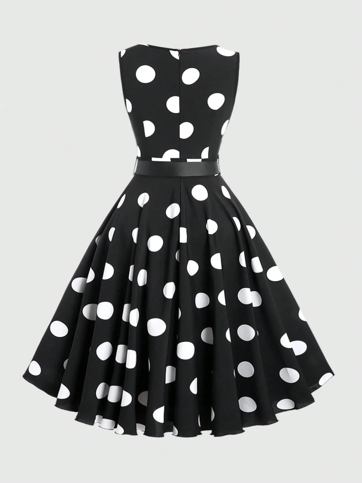Fashionable Women's Polka Dot Printed Sleeveless V-Neck Dress Maxi Women Outfit