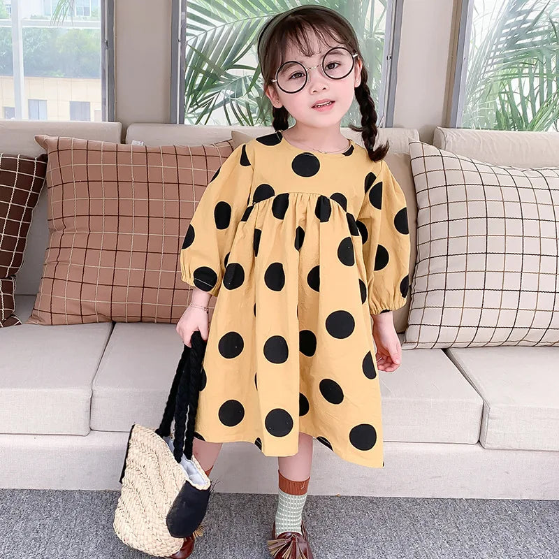 Autumn Girls' Princess Dress Children'S Long Sleeve Polka Dot
