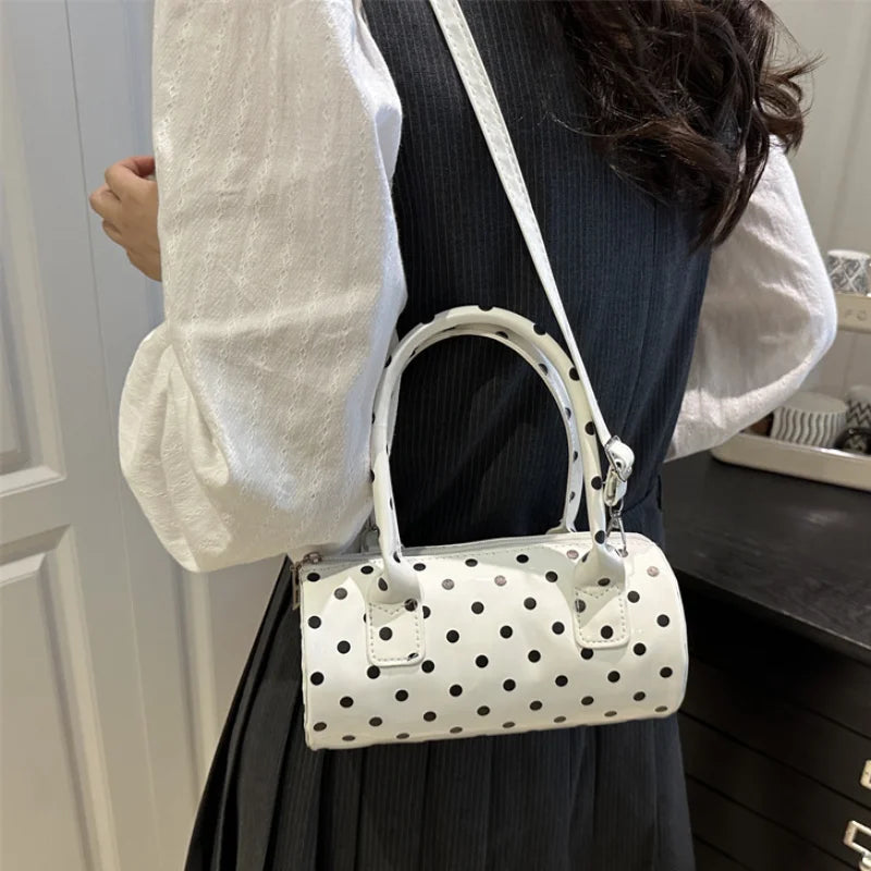 Korean Polka Dot Crossbody Bag Barrel Shape Mini Top