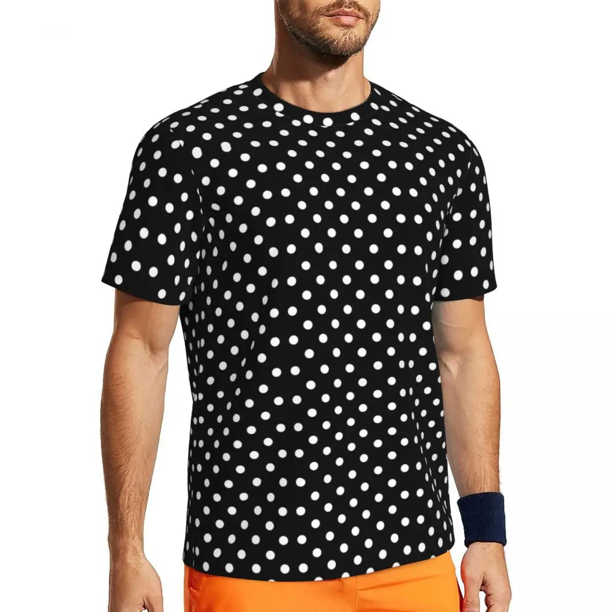 Fashion Polka Dots T-Shirt Men Gym T-Shirt Tops