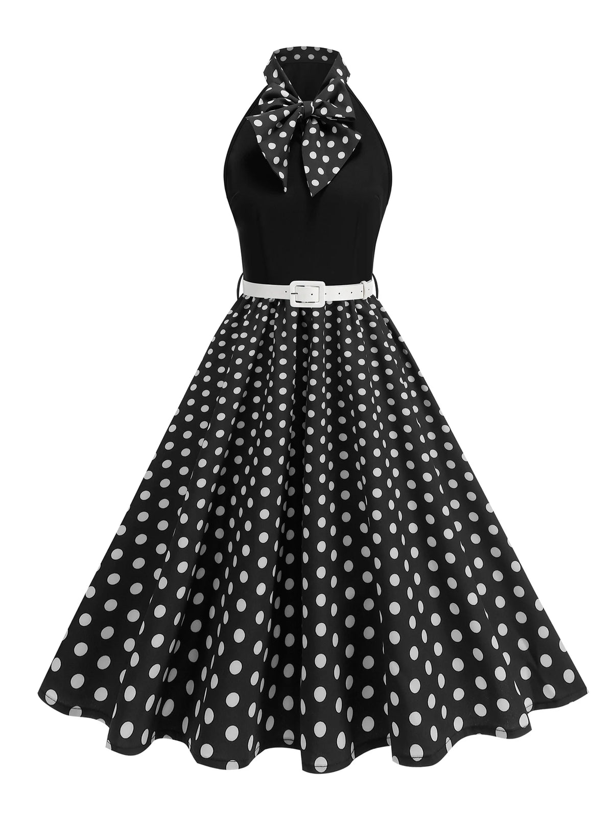 Tonval Bow Neck Halter Neck Polka Dot 50s Retro Party Clothes