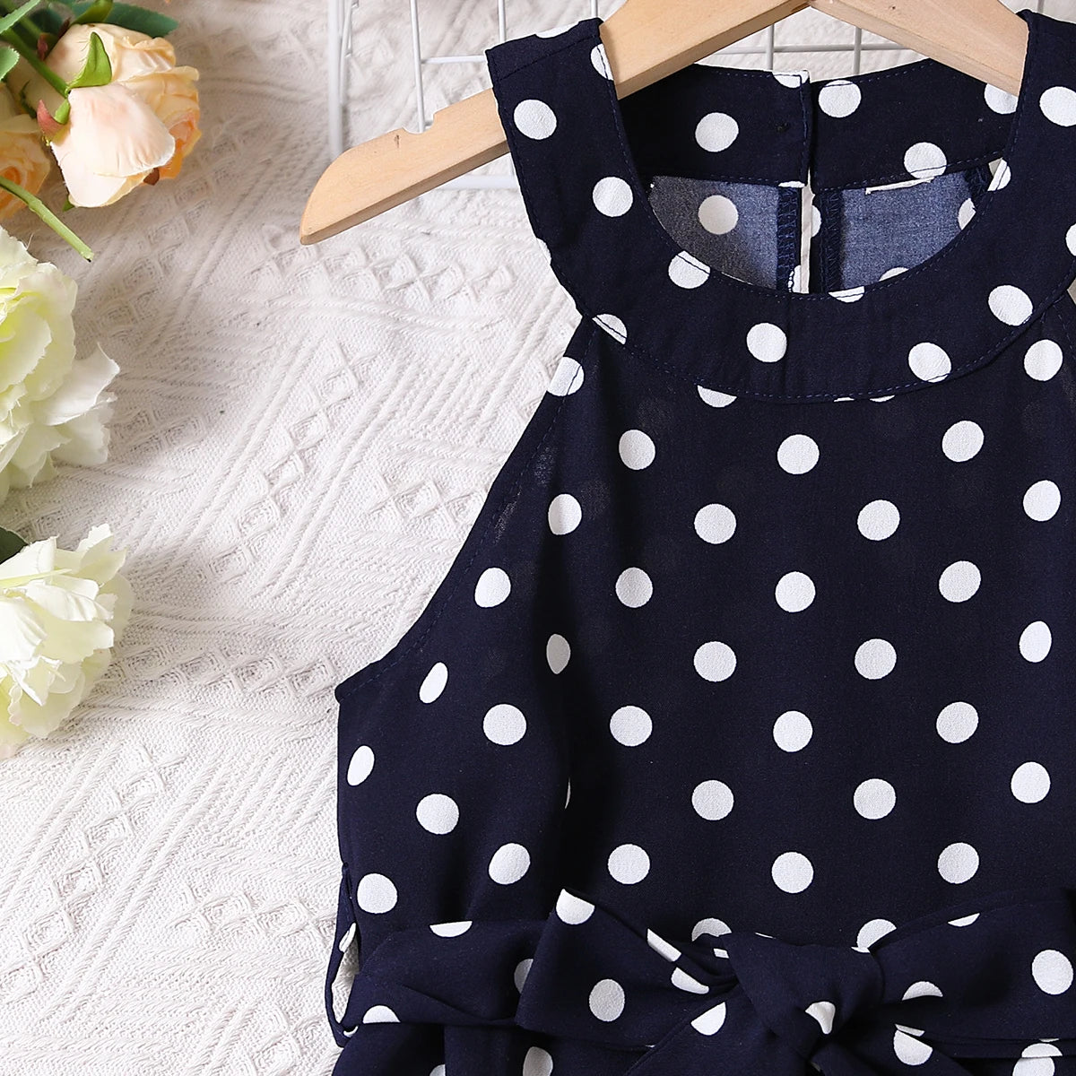 Girls Classic Black White Polka Dot One-Piece Outfit