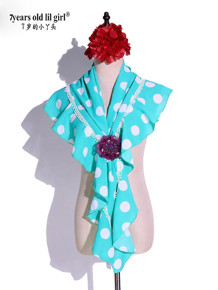 7yearsoldlilgirl Dance Dress Flamenco Boutique Printed Polka Dot Scarf