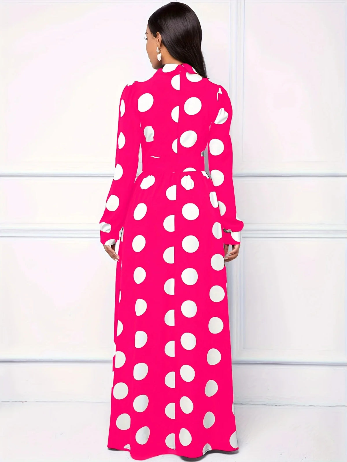 Casual Dresses Elegant Women Long Dress Sleeve Female Robe Bow Knot