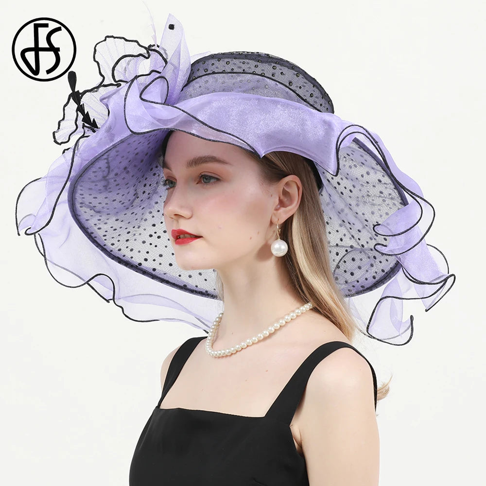 FS Green Kentucky Derby Hat Women Organza Polka Dot Visor Cap