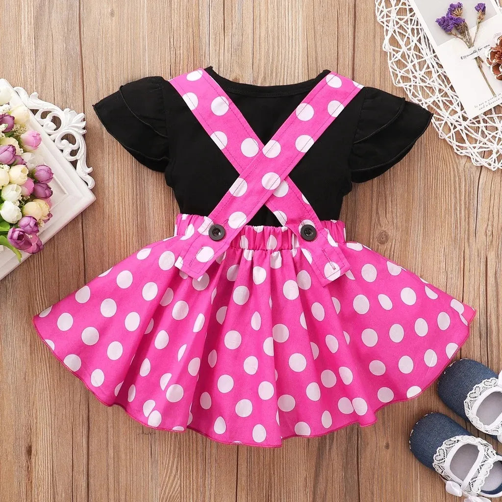 Summer Toddler Girls Cute Dress Set Short Sleeve Black