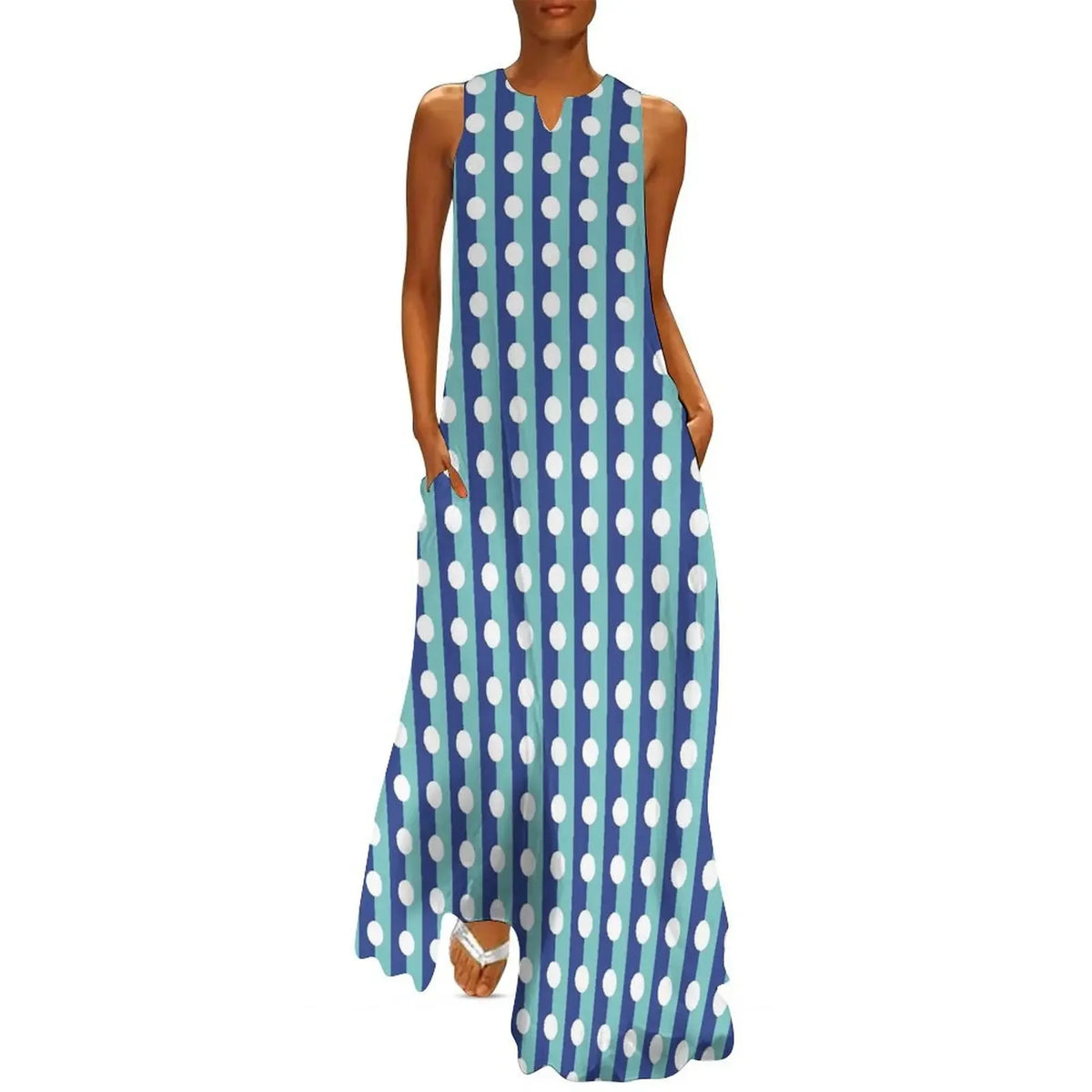 Robe Striped Polka Dot Women Beach Dress Summer Black and White Two Tone