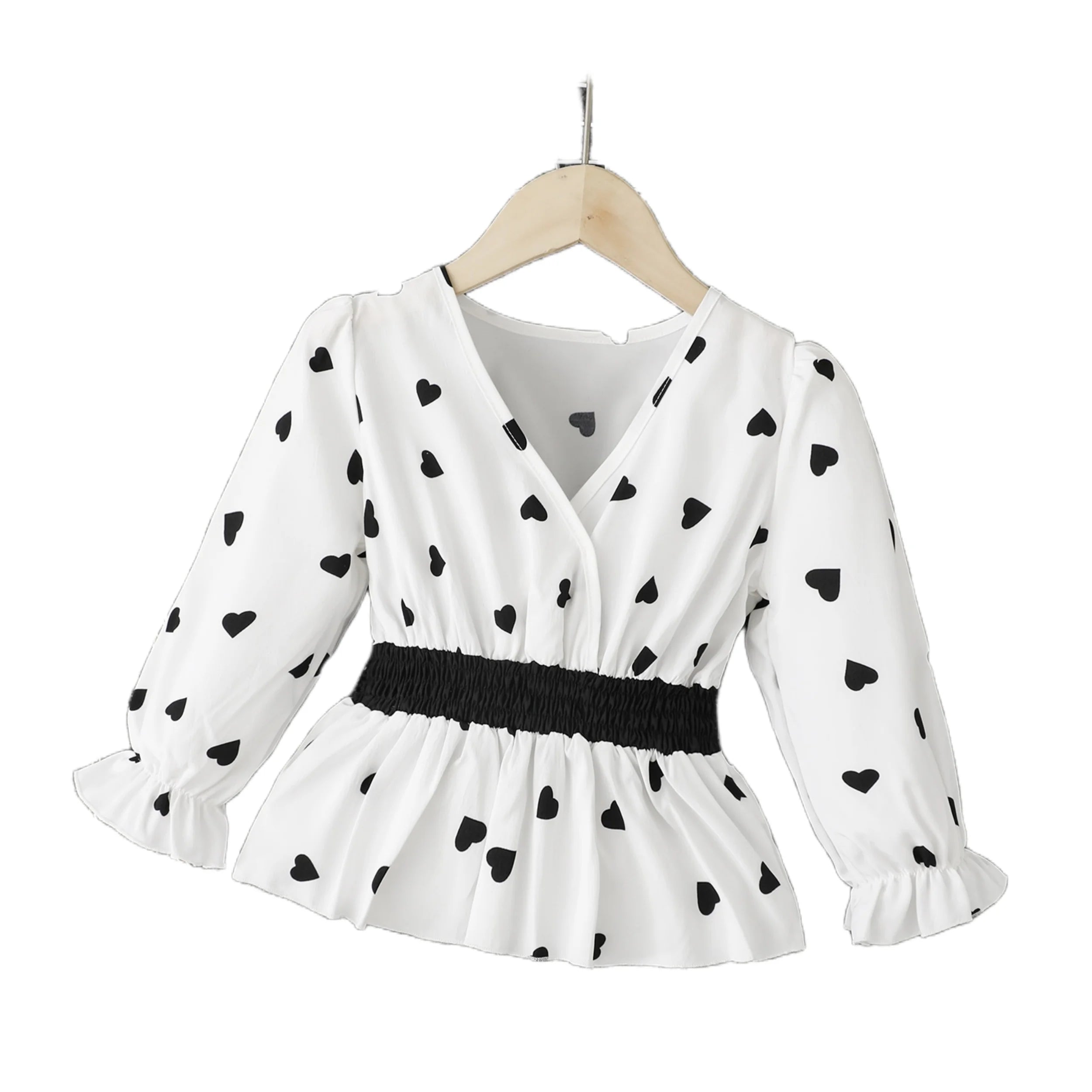Girls Fashion Heart Shaped Polka Dot Girls (Small) Shirt
