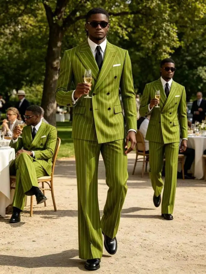 Men's Striped 2-Piece Suit (Coat + Flare Pants)