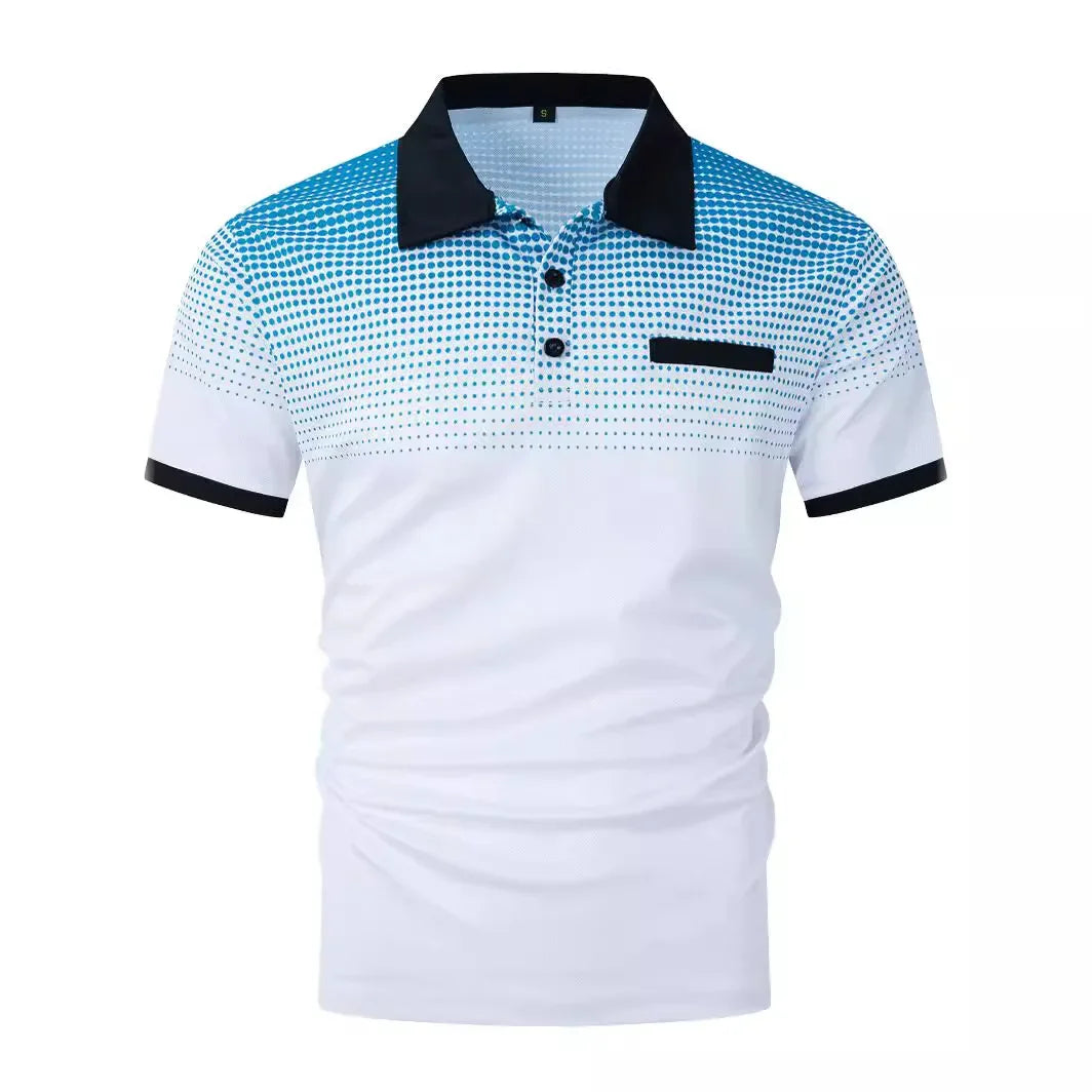 Men's summer gradient printed polka dot short sleeved