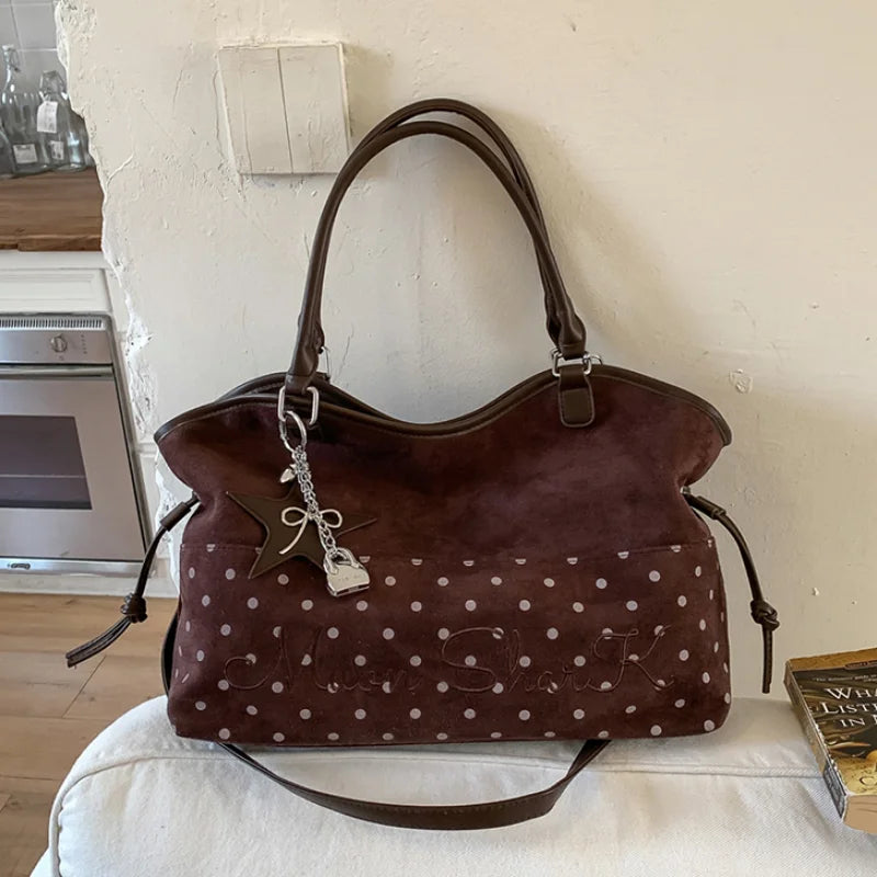 Vintage Frosted Tote Bag Casual Students Purse Large