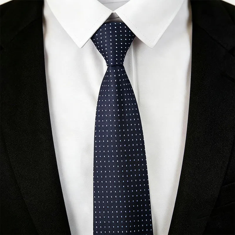 Men's No-Tie Narrow Zipper Tie Polyester Black Red Blue Multicolor Polka Dot