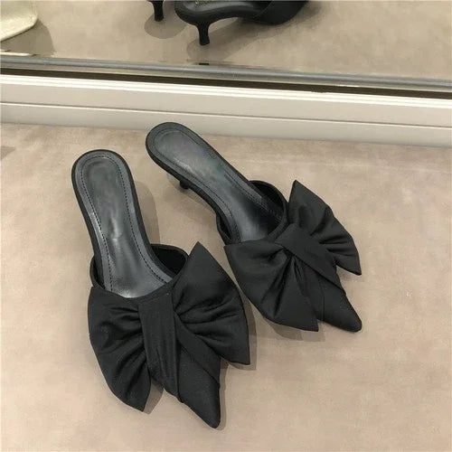 Spring Slippers Women's Korean-Style Pointed Polka Dot Bow