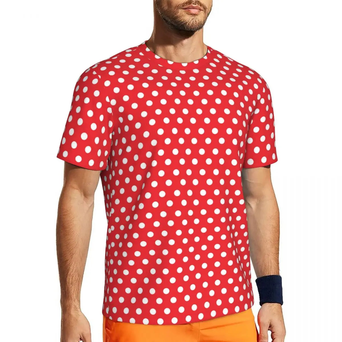 Fashion Polka Dots T-Shirt Men Gym T-Shirt Tops