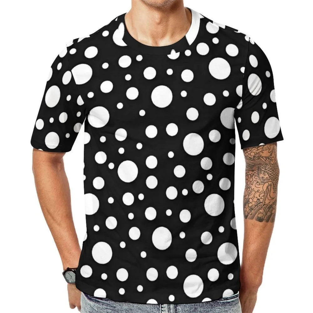 Fashion Polka Dots T-Shirt Men High Quality Short Sleeves