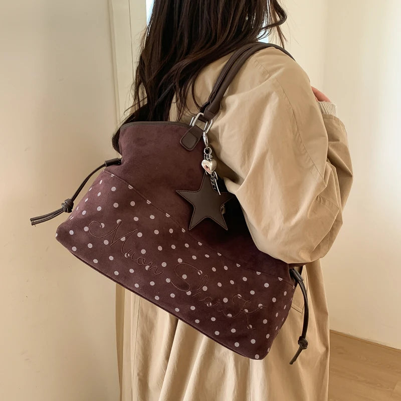 Vintage Frosted Tote Bag Casual Students Purse Large