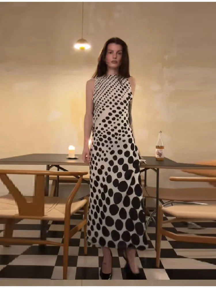 Stylish Classic Maxi Dress Polka Dots Chic Chic Elegant Women Dresses
