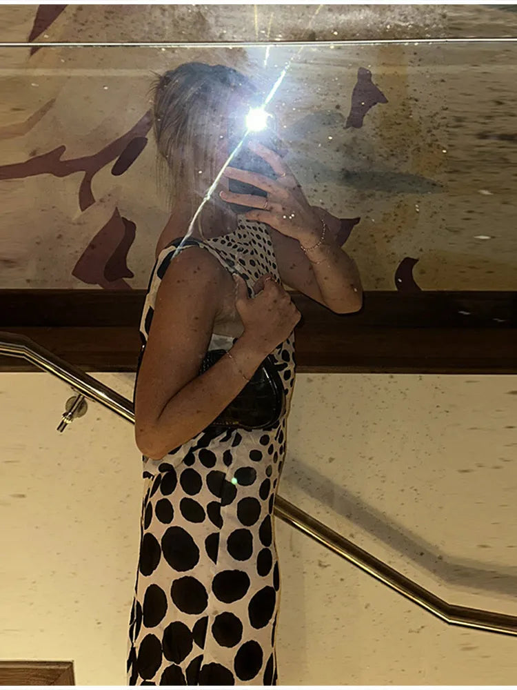 Stylish Classic Maxi Dress Polka Dots Chic Chic Elegant Women Dresses