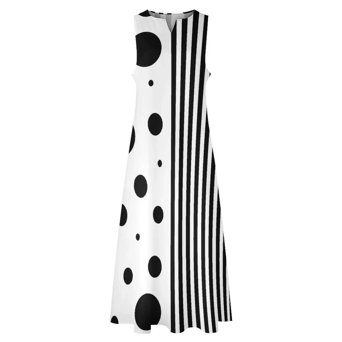 Robe Striped Polka Dot Women Beach Dress Summer Black and White Two Tone
