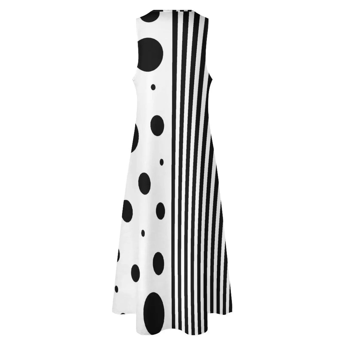 Robe Striped Polka Dot Women Beach Dress Summer Black and White Two Tone