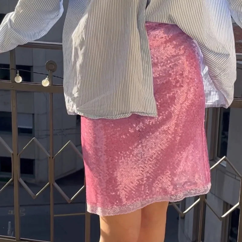 Women Sequin Polka Dot Sexy Mesh Beach Cover Up Skirts