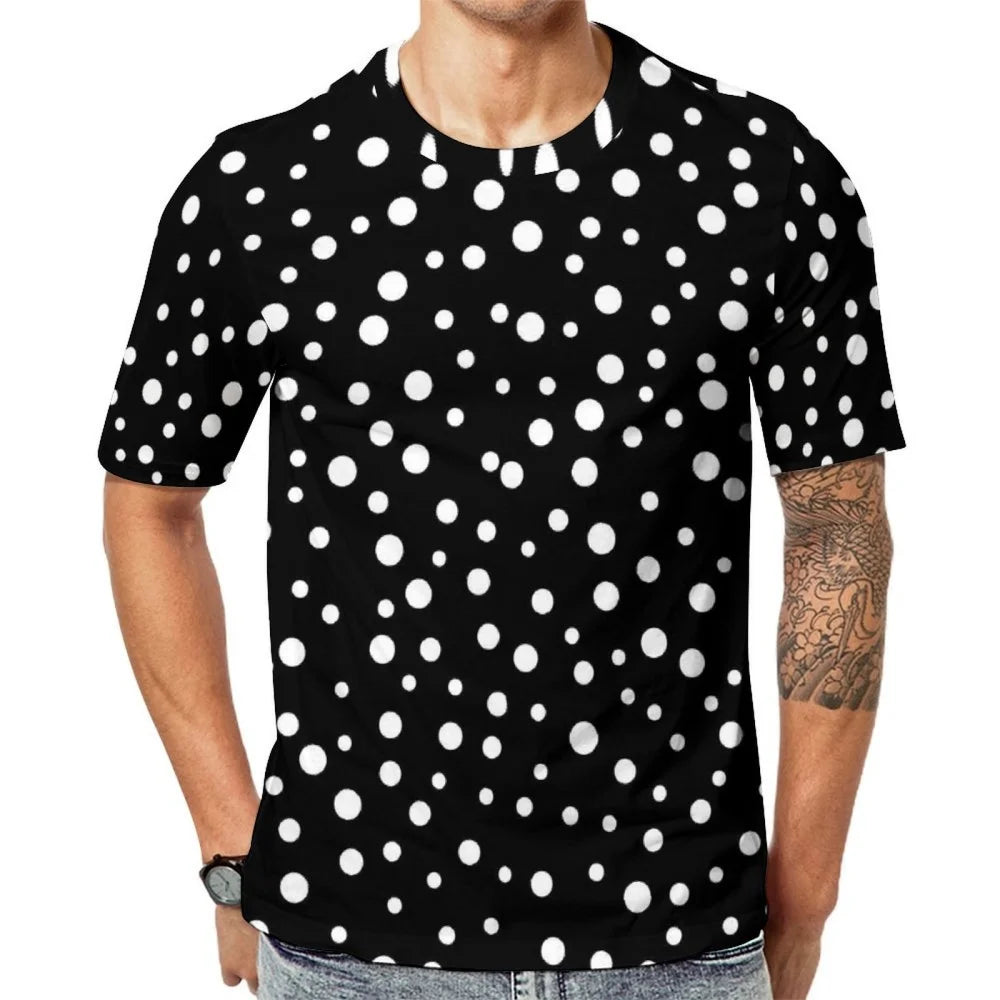 Fashion Polka Dots T-Shirt Men High Quality Short Sleeves