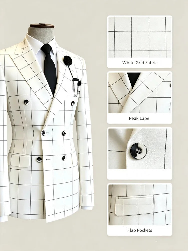 Men's Minimalist Casual Blazer Slim Fit Double Breasted High Quality Fashion Business Work Groom Wedding Party Man Jacket Coat