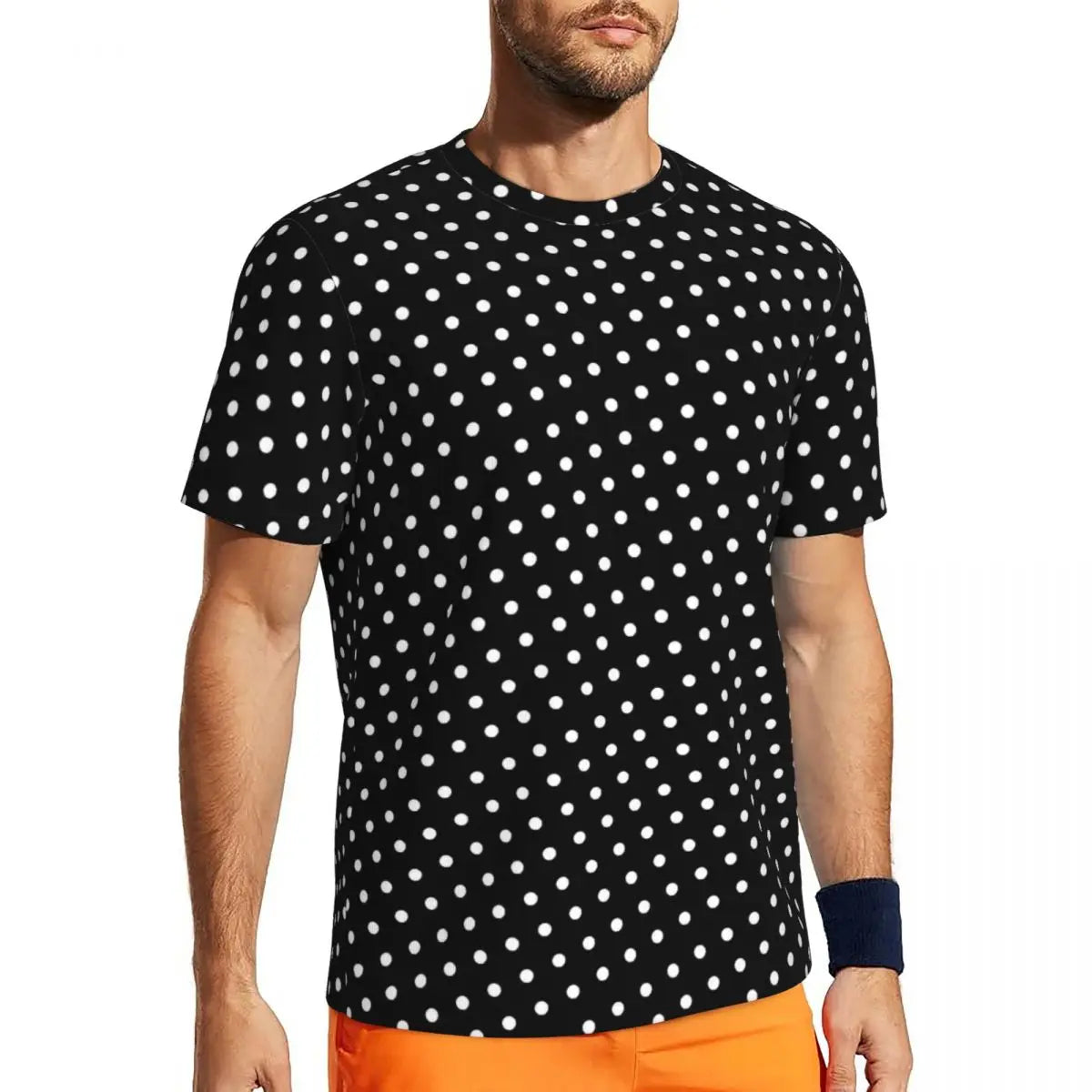 Fashion Polka Dots T-Shirt Men Gym T-Shirt Tops