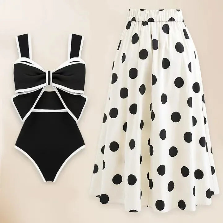 Southeast Asia One-Piece Retro Polka Dot Swimwear cover