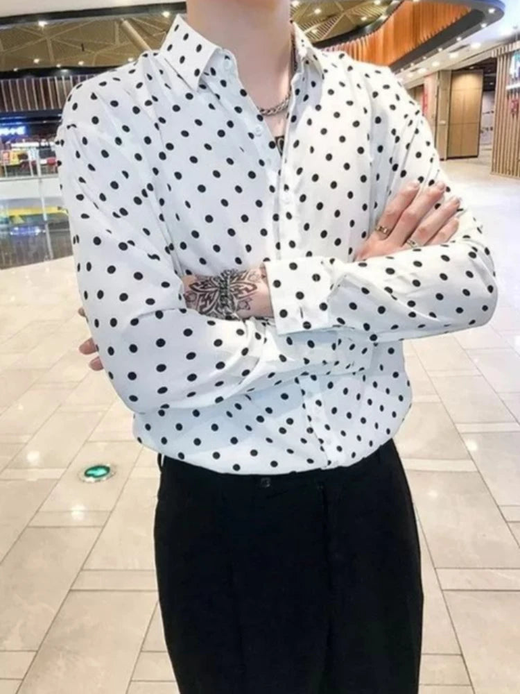 Sophisticated Korean Drapey Long Sleeve Men Shirt