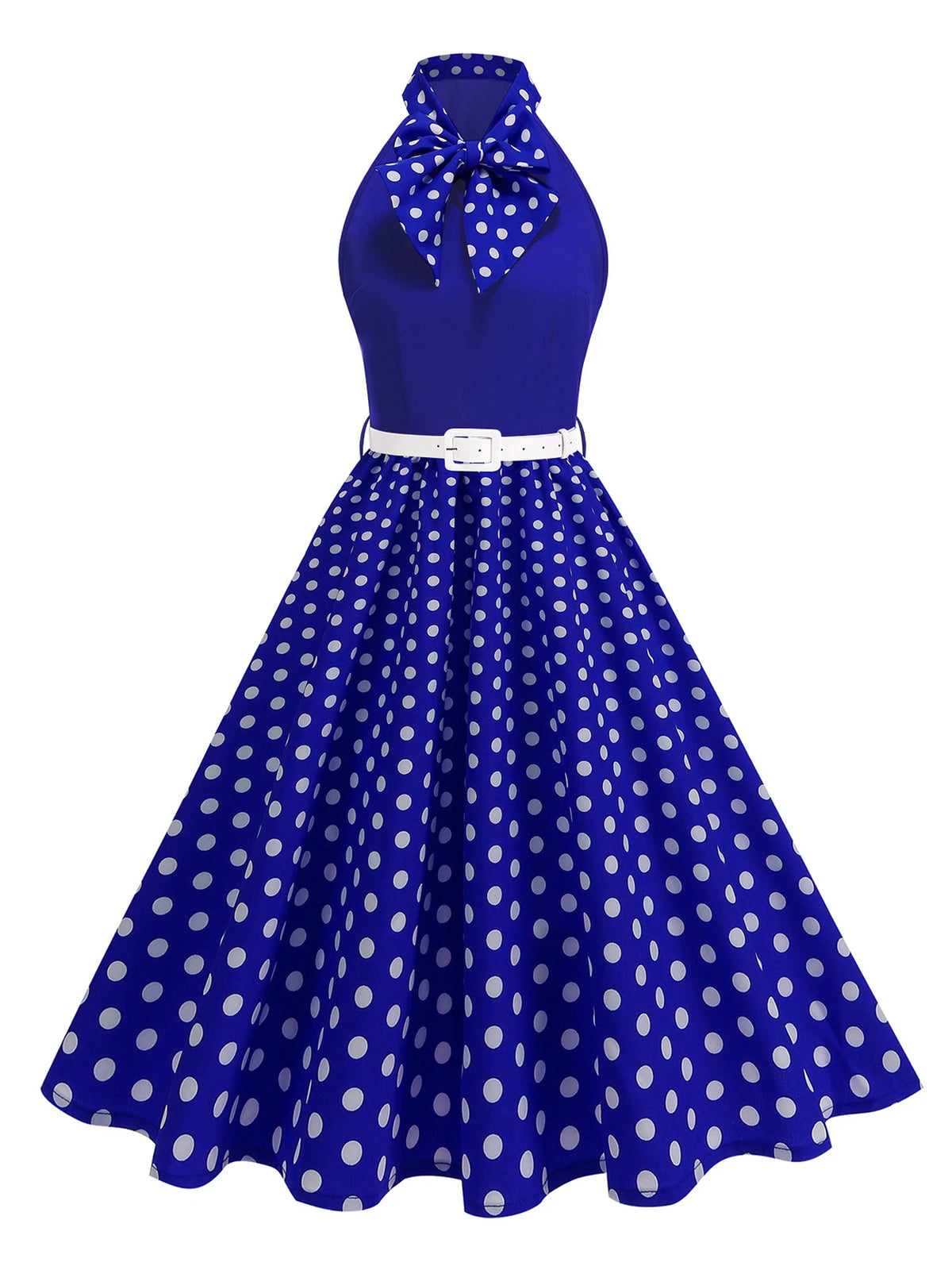 Tonval Bow Neck Halter Neck Polka Dot 50s Retro Party Clothes