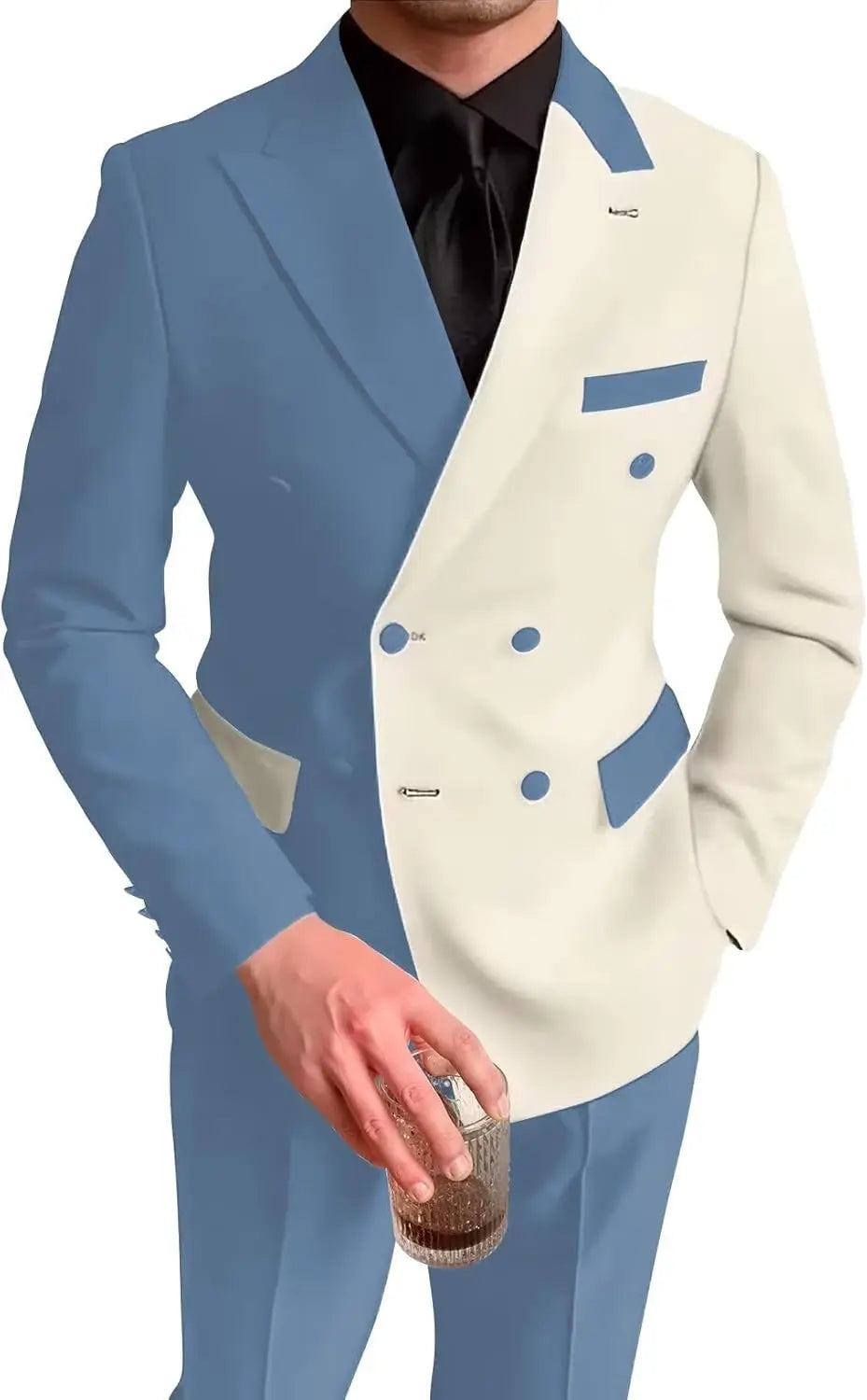 Men's Double Breasted Suit Slim Fit Wedding Homecoming Blazer Pants Outfit