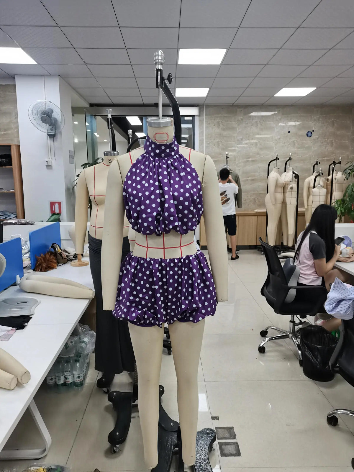 Women's Short Skirt Set Summer Solid Color/Dot Sleeveless Backless