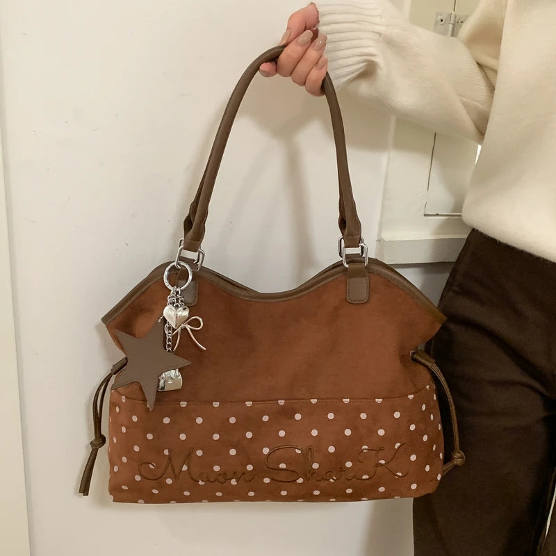 Vintage Frosted Tote Bag Casual Students Purse Large