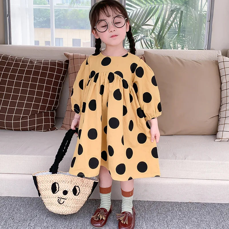Autumn Girls' Princess Dress Children'S Long Sleeve Polka Dot