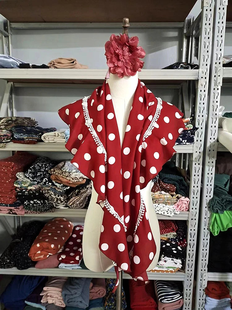 7yearsoldlilgirl Dance Dress Flamenco Boutique Printed Polka Dot Scarf