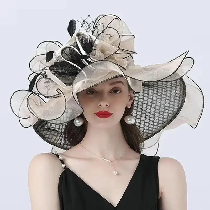 Lady Derby Dress Church Cloche Hat Bow Bucket Wedding Bowler