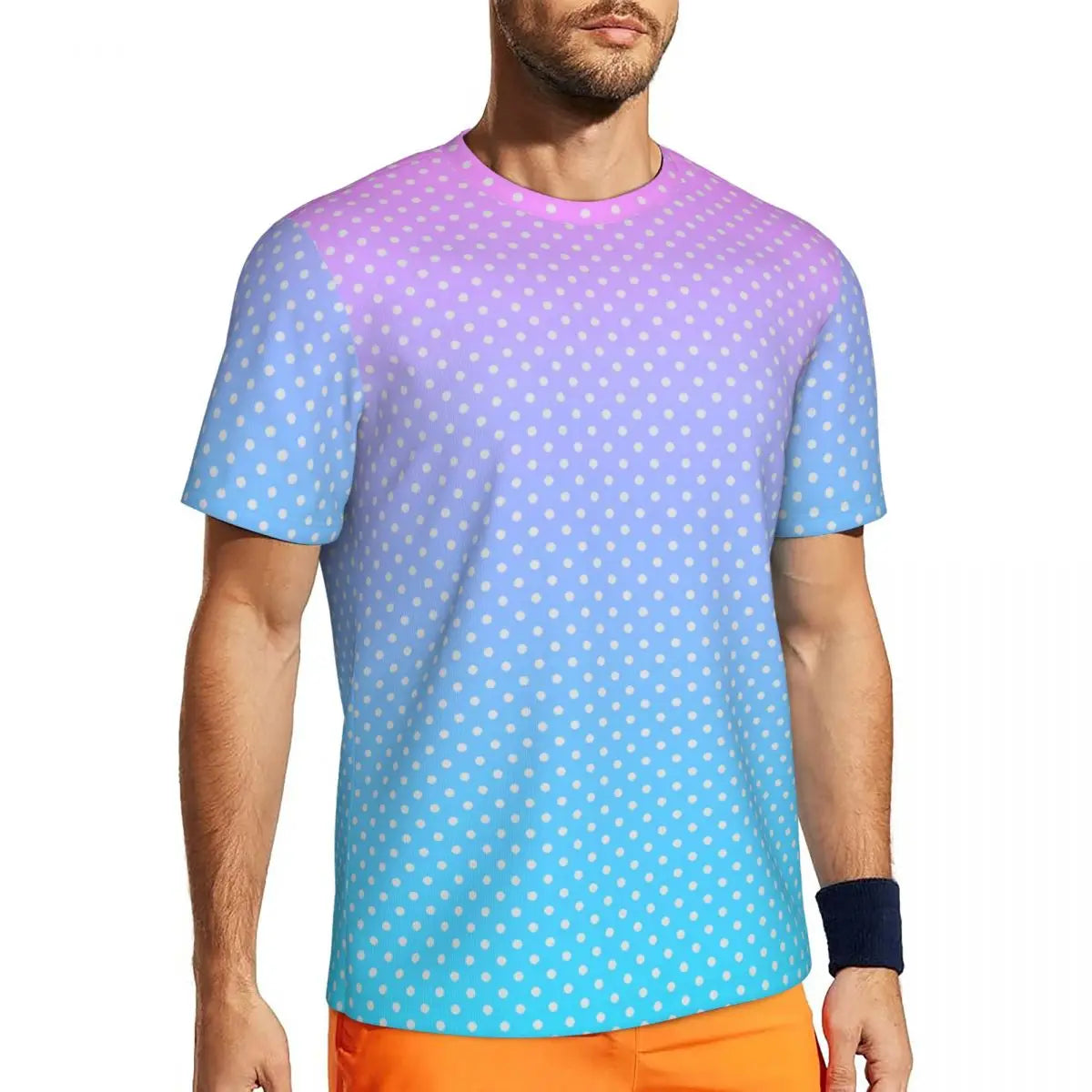 Fashion Polka Dots T-Shirt Men Gym T-Shirt Tops