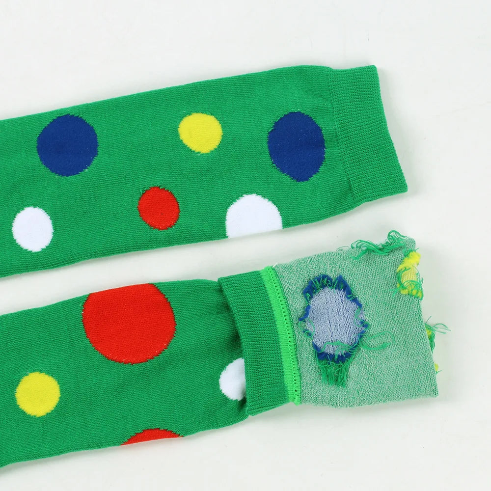 Big Polka Dots Stockings Women Over Knee High Long Socks Colorful Cow Print Anime Performance Cosplay Props Party Festival Gifts
