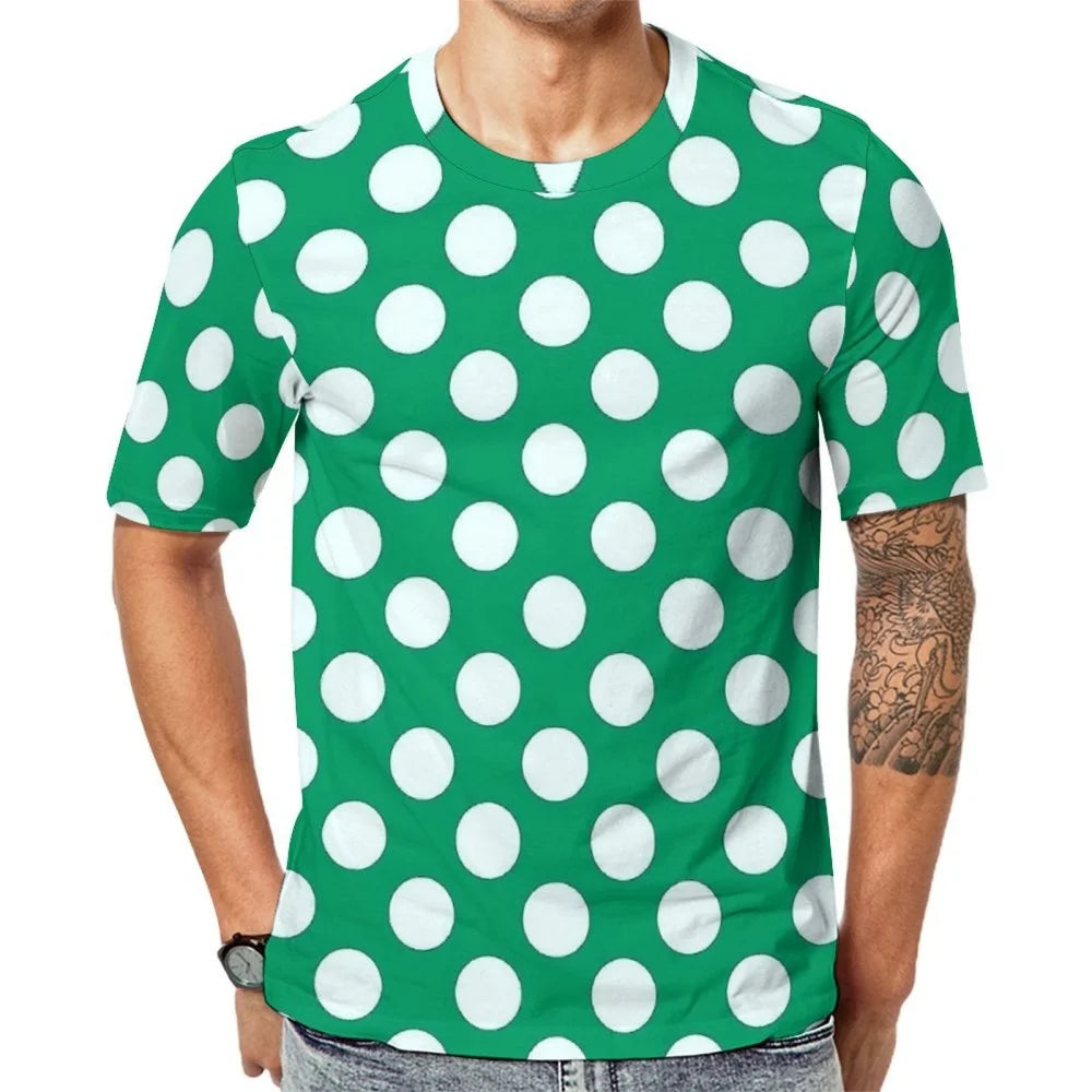 Fashion Polka Dots T-Shirt Men High Quality Short Sleeves