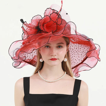 FS Green Kentucky Derby Hat Women Organza Polka Dot Visor Cap