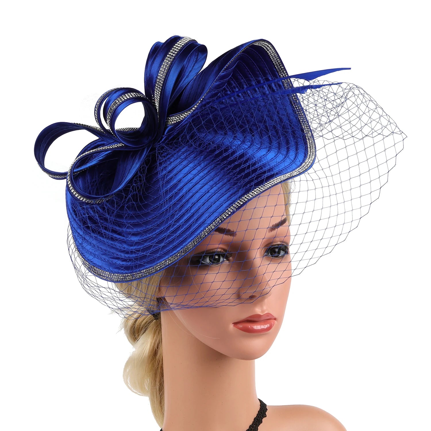 Elegant Women Derby Hats with Veil Headband Tea Party Hat