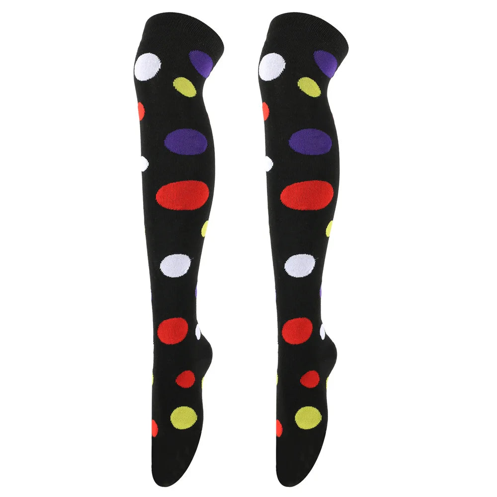 Big Polka Dots Stockings Women Over Knee High Long Socks Colorful Cow Print Anime Performance Cosplay Props Party Festival Gifts