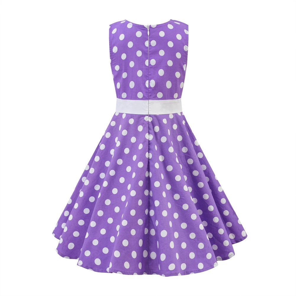 LPATTERN Girls' Vintage Rockabilly Dress Party Retro Polka Dot Floral