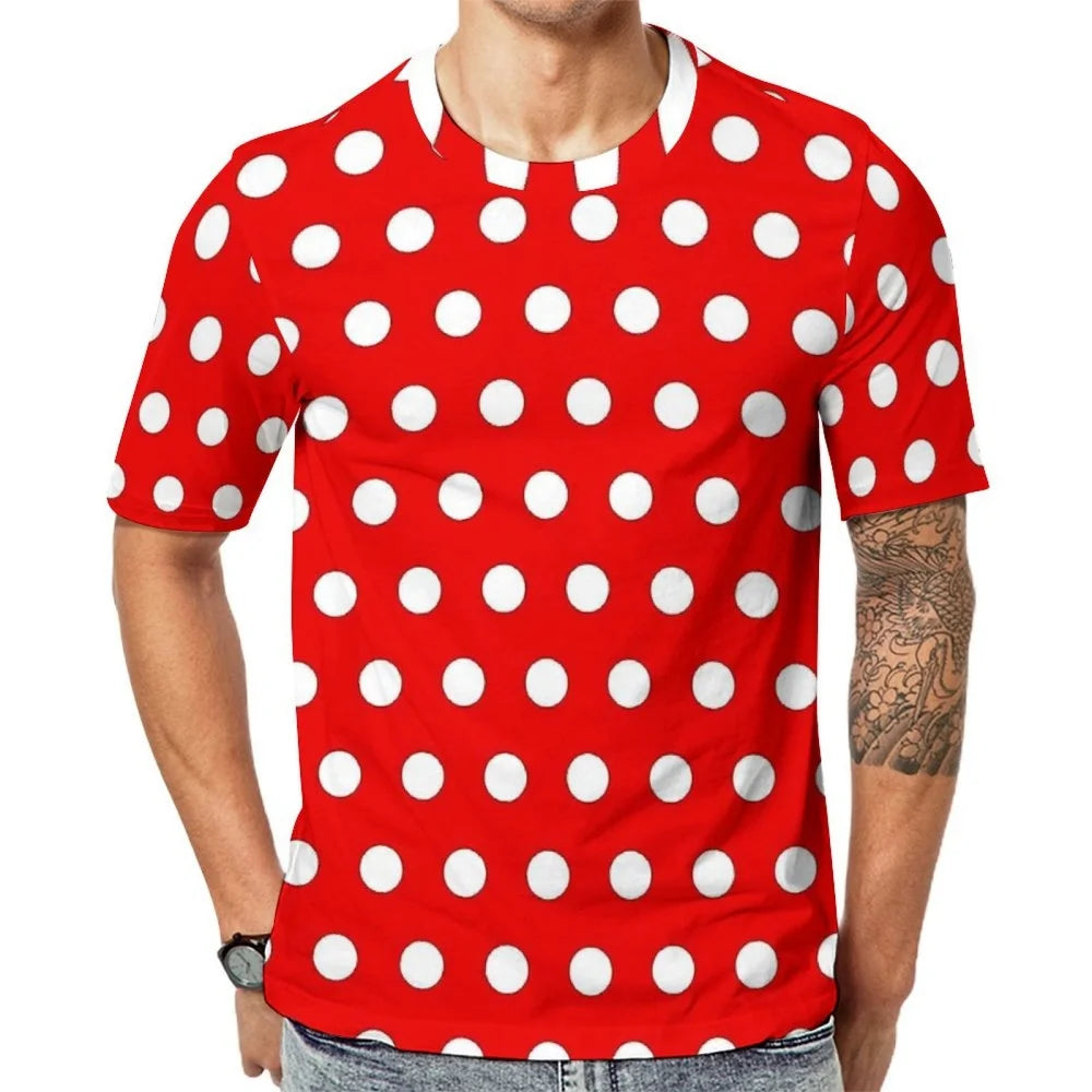 Fashion Polka Dots T-Shirt Men High Quality Short Sleeves
